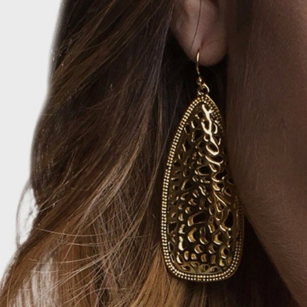 Sterling Forever Filigree Drop Earrings Gold